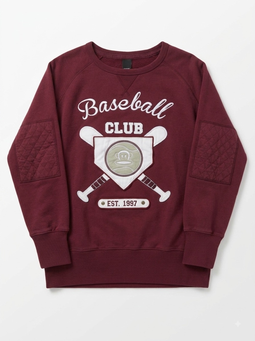 Paul Frank Men's Burgundy Crewneck Baseball Club Sweatshirt